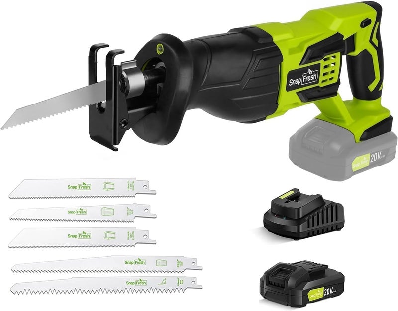 SnapFresh 20V Cordless Reciprocating Saw –3000 SPM, Variable Speed Trigger, Tool-Free Blade Change, LED Light, Lightweight & Compact for Wood, Metal, Plastic, 2.0Ah Battery & Fast Charger Included - Image 1